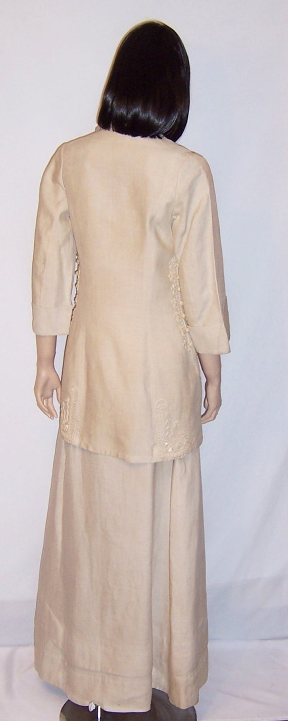 Magnificent Edwardian White Linen Jacket and Skir… - image 3