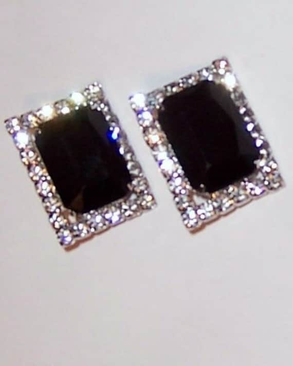 Large Black and Clear, Rectangular-Shaped, Rhines… - image 1