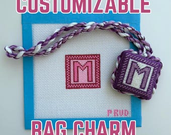 Custom Needlepoint Bag Charm | Mini Monogram Needlepoint Canvas