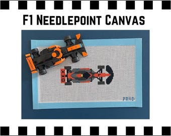 Needlepoint Canvas | Small McLaren F1 Car | 18 Mesh | Stitch Painted
