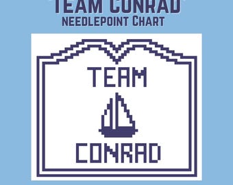 Needlepoint Chart | Team Conrad Cousins Beach Sign | The Summer I Turned Pretty | Digital Stitch Chart | 18 Mesh