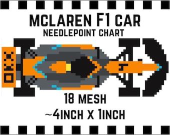 Needlepoint Chart | Mclaren F1 Car | Norris & Piastri | Digital Stitch Chart | 18 Mesh