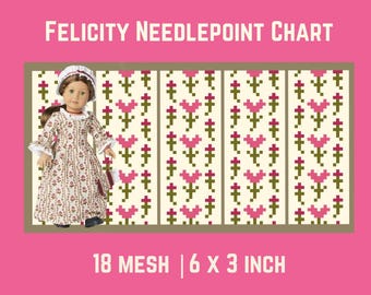 Felicity Needlepoint Chart | Needlepoint Glasses Case | Digital Stitch Chart | 18 Mesh