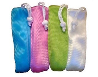 Exfoliating Mesh Soap Saver- Saves soap and makes lots of bubbles for exfoliation. Soft on skin