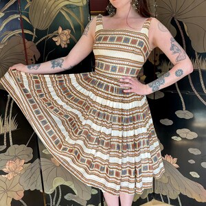 1950s Cotton Batik Fit and Flare Dress image 5