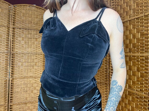 1950s Black Velvet Bustier - Gem