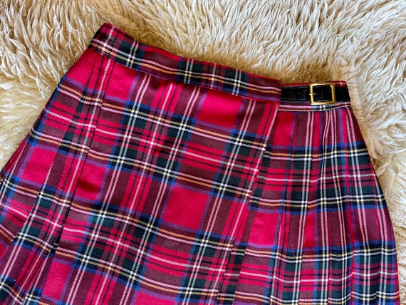 1990s Red Plaid Pleated Skirt - image 8