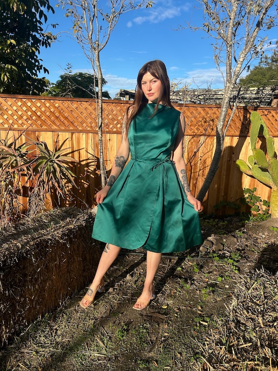1960s Green Ribbon and Sequin Cocktail Dress - Small main image 1