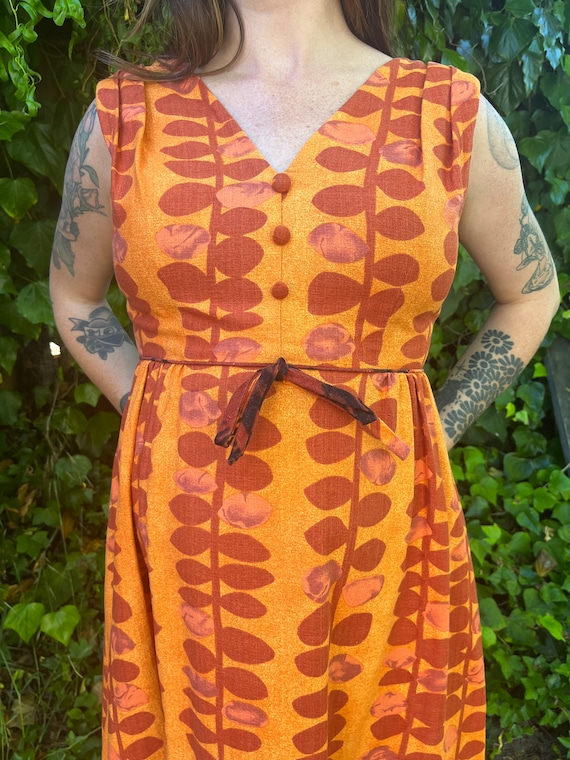 S/M 1970s Alfred Shaheen Novelty Print Maxi Dress - image 6