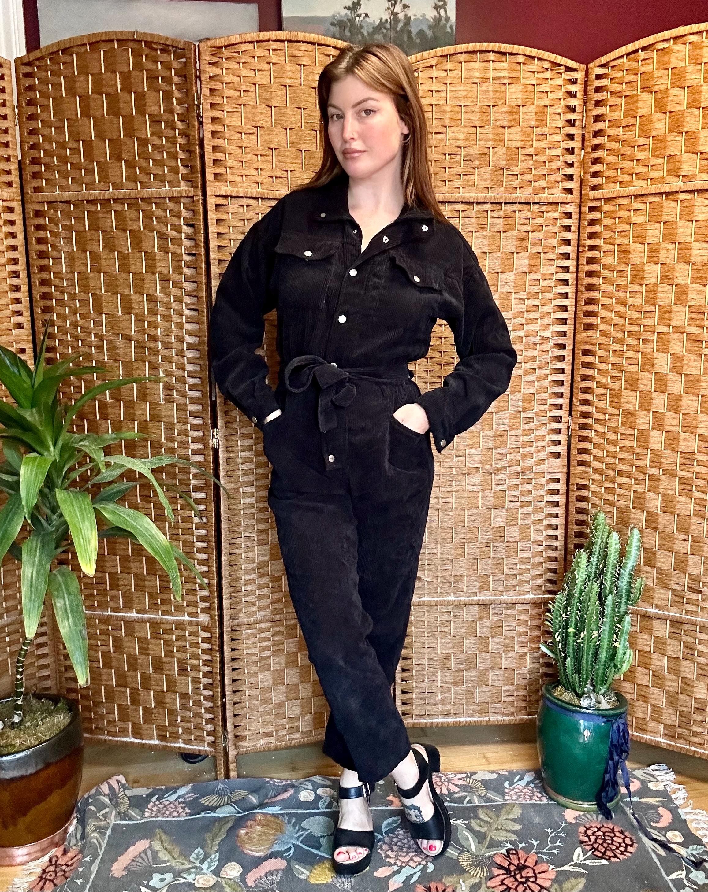 スーツ Vintage corduroy set up suit Black AO27 Vintage 70s Black Corduroy Suit Jacket 34 Pants 28x30 Super