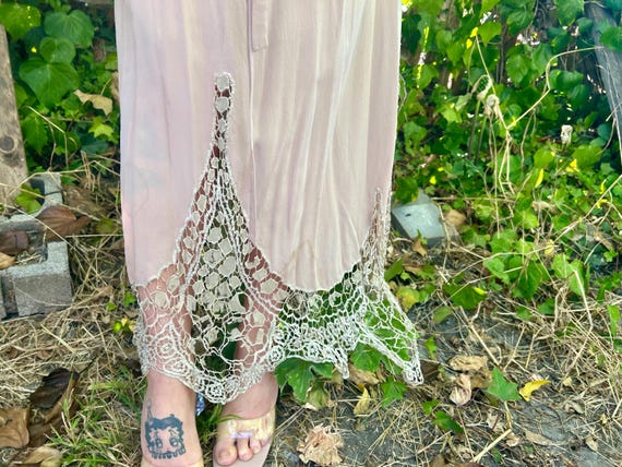 Half Sleeves Long Gown with Slit Vintage Mauve