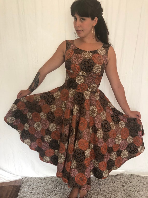 Small 1950s Toni Todd Medallion Print Fit and Flar
