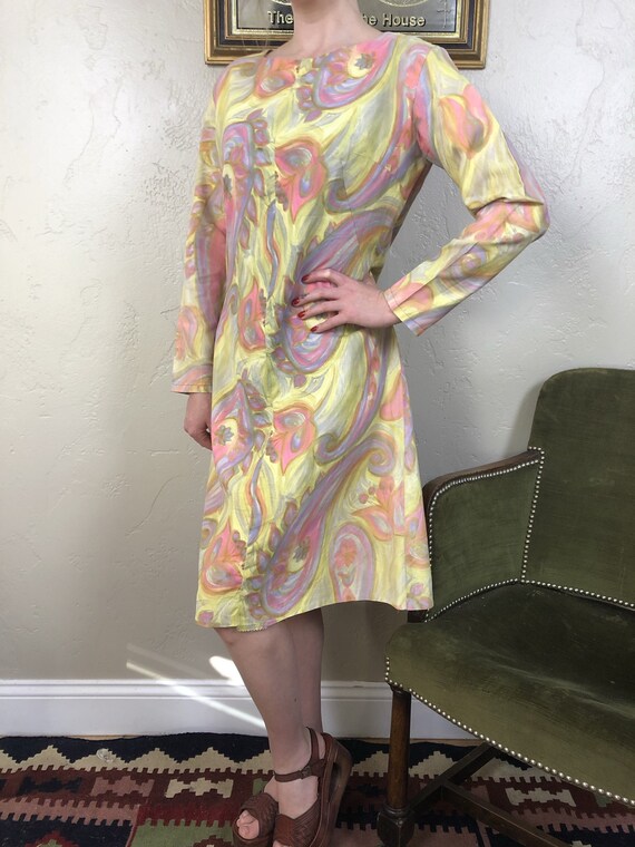 Medium 1960s pastel paisley dress - image 7