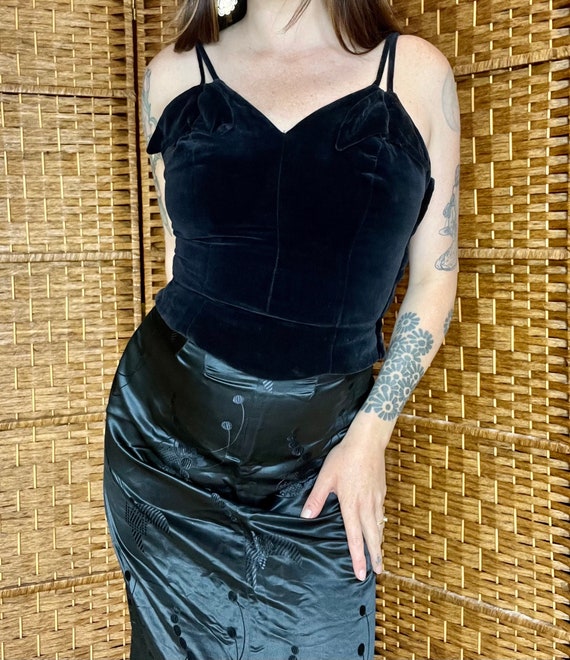 1950s Black Velvet Bustier - Gem