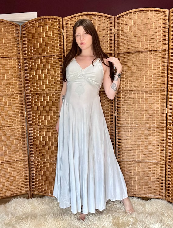 1940s Pale Blue Cold Rayon Slip Dress - image 2