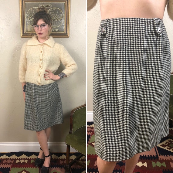 1960s Townsmen houndstooth pencil skirt - image 1