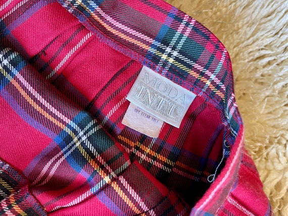 1990s Red Plaid Pleated Skirt - image 10