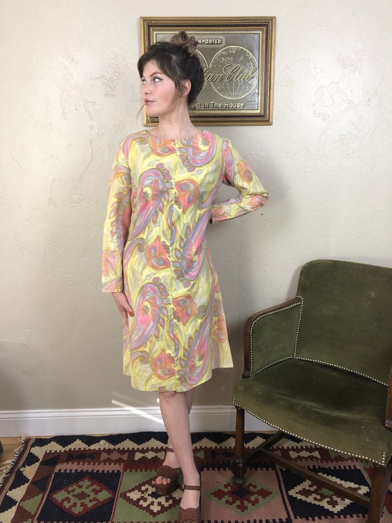 Medium 1960s pastel paisley dress - image 8