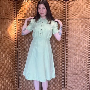 1940s Green Apple Puff Sleeve Dress image 9