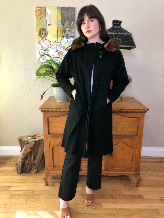 1960s Black Coat with Mink Collar