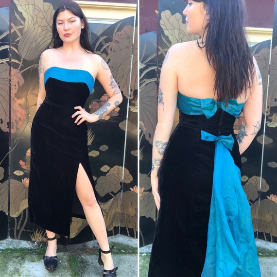 1980s Zum Zum Black Velvet Cocktail Dress