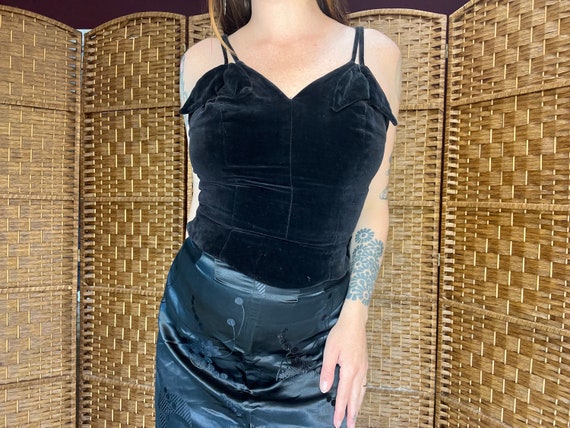 1950s Black Velvet Bustier - Gem