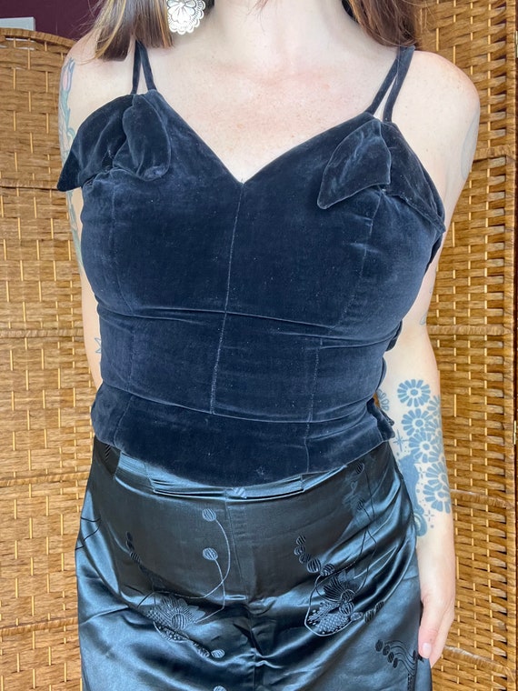 1950s Black Velvet Bustier - Gem