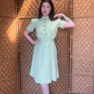 1940s Green Apple Puff Sleeve Dress image 4