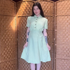 1940s Green Apple Puff Sleeve Dress image 1