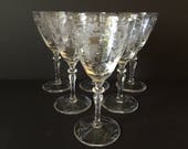 Vintage Rock Sharpe Claret Wine Glasses, Crystal Wine Glasses, Wedding Gift Crystal Glassware, Crystal Stemware