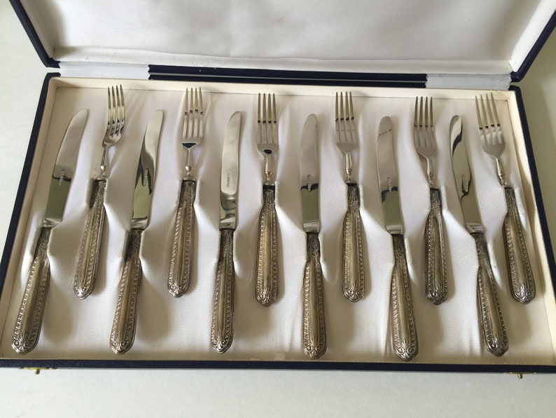 Vintage Solingen Argento Silver Dessert Forks and Knives Set Etsy