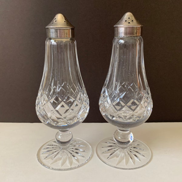 Vintage Waterford Crystal Salt / Pepper Shakers, Lismore by Waterford, Crystal Footed Shaker Set