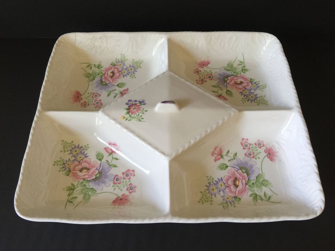 Vintage China Condiment Dish Cottage Chic Floral Serving Dish Etsy