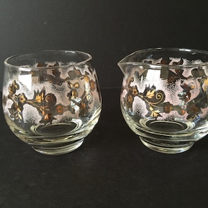 Vintage Libbey Glass Pink Dutchess Creamer / Sugar Bowl...Mid Century Pink / Gold Floral Creamer / Sugar Bowl Set, Pyrex Pink Dutchess