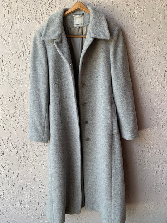 Vintage Anne Klein Maxi Coat, Wool Mohair Gray Win