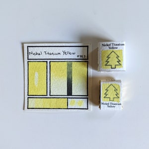 Nickel Titane Jaune | Aquarelles faites main | Quarts de moules, demi-casseroles et points | Végétalien