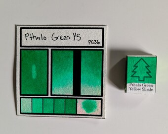 Pthalo Green Yellow Shade | Handmade Watercolors | Quarter Pans | Vegan