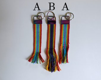 Handwoven Rainbow Pride Keychains