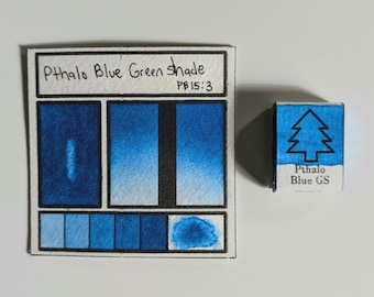 Pthalo Blue Green Shade | Handmade Watercolors | Quarter Pans | Vegan