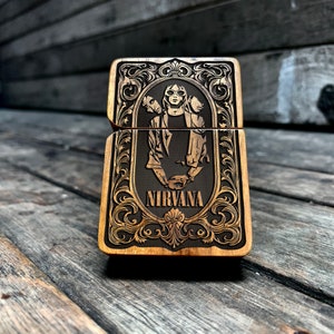 Nirvana / Encendedor grabado / Accesorios para fumar / Encendedor personalizado / Regalo para él / Encendedor vintage / Regalos personalizados