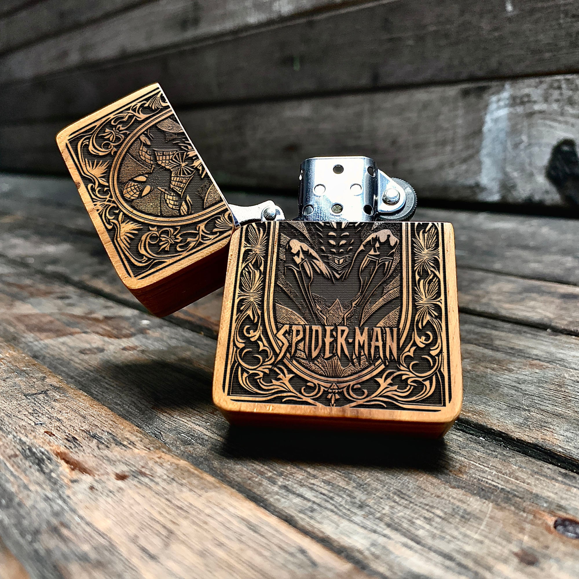 Webbed Guardian Java Teakwood Engraved Lighter - Etsy