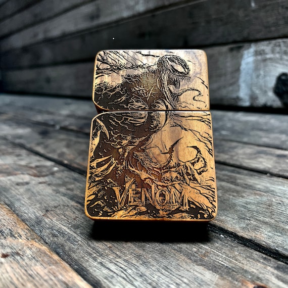 Dark Symbiote Engraved Wooden Lighter, Personalized Gifts
