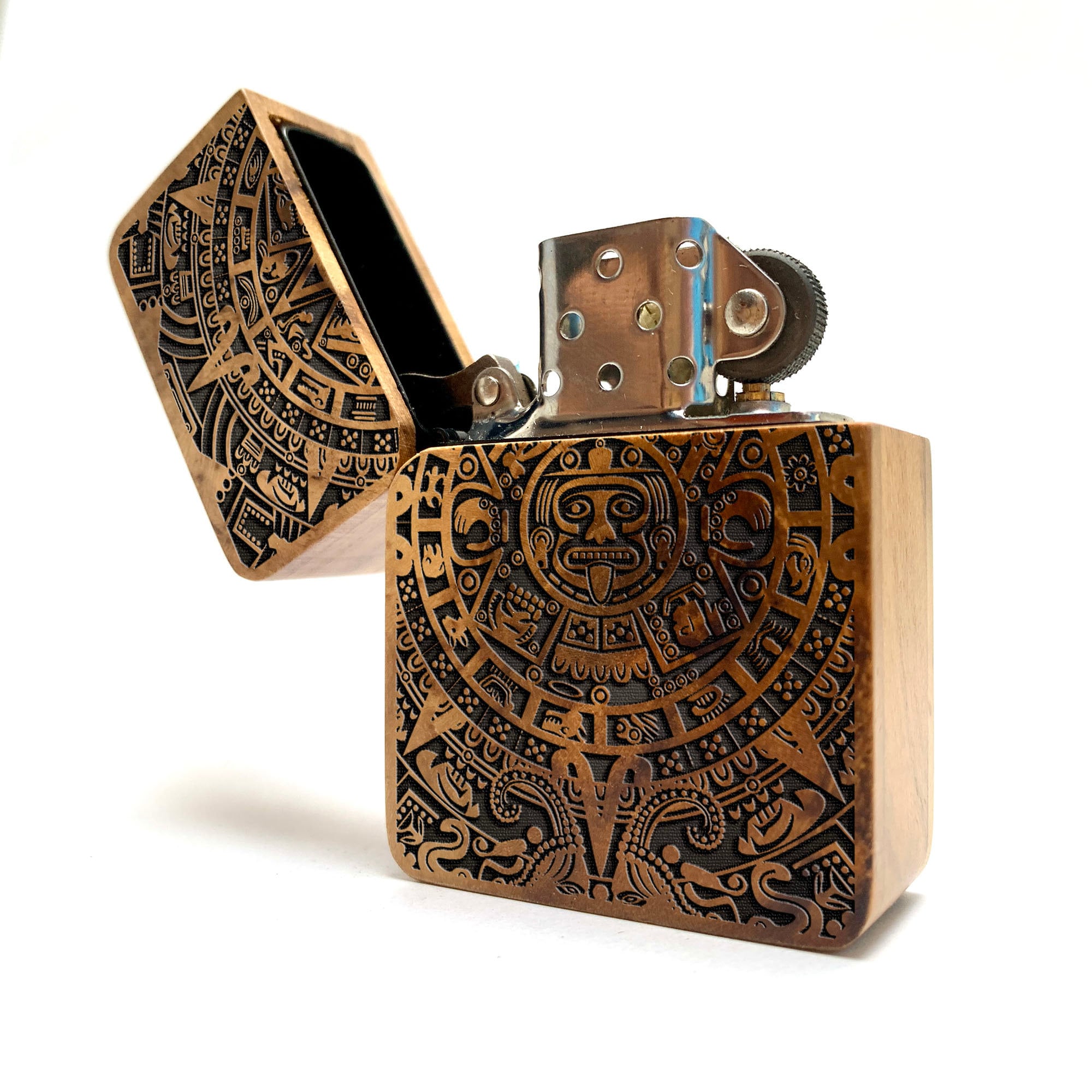 Engraved Teak Wood Lighter, Mayan Design, Custom Gift - Etsy