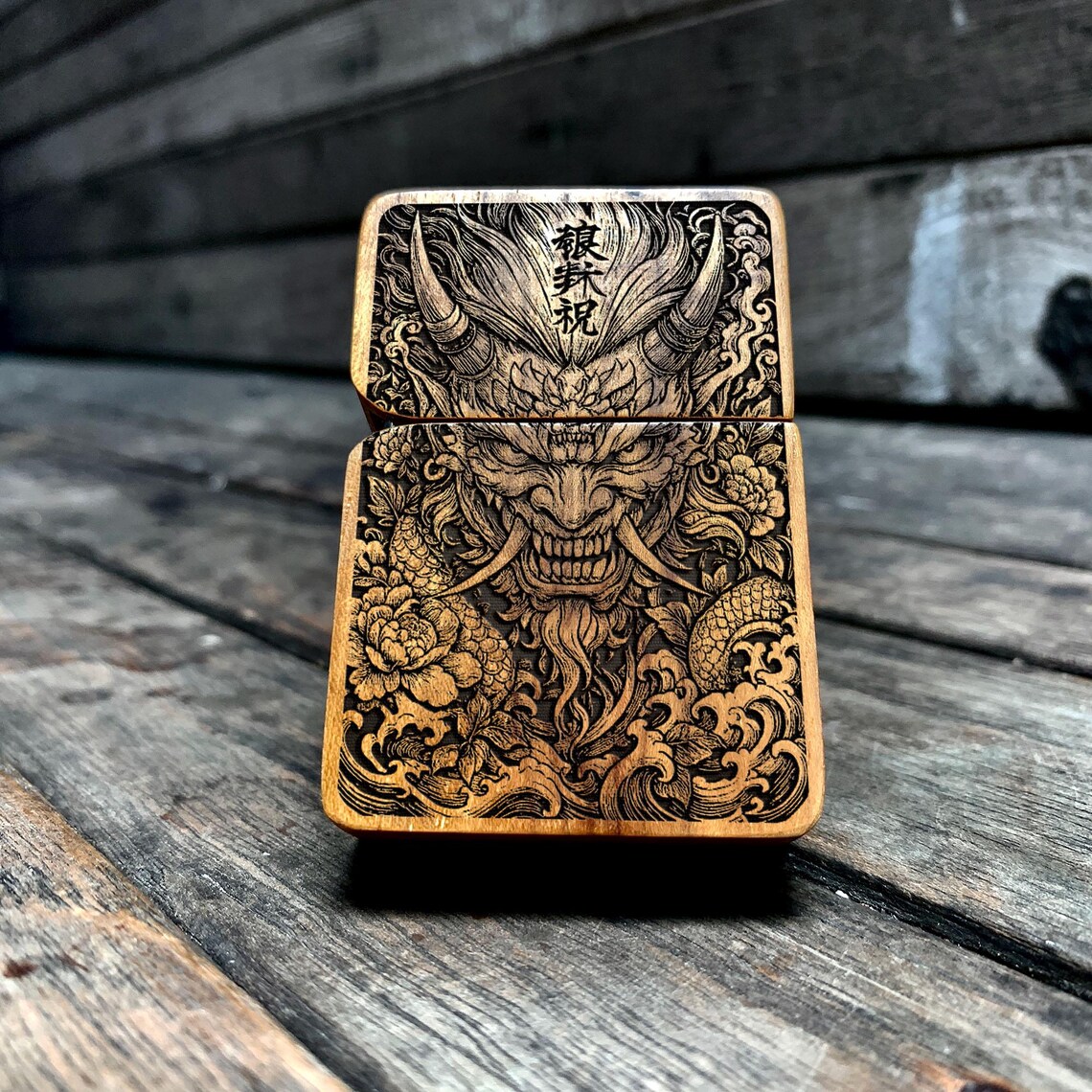 Samurai Tattoo Style - Java Teakwood Engraved Lighter - Etsy