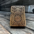 Handmade Engraved Compass Rose Lighter, Teakwood Case, Personalized Gift product logo