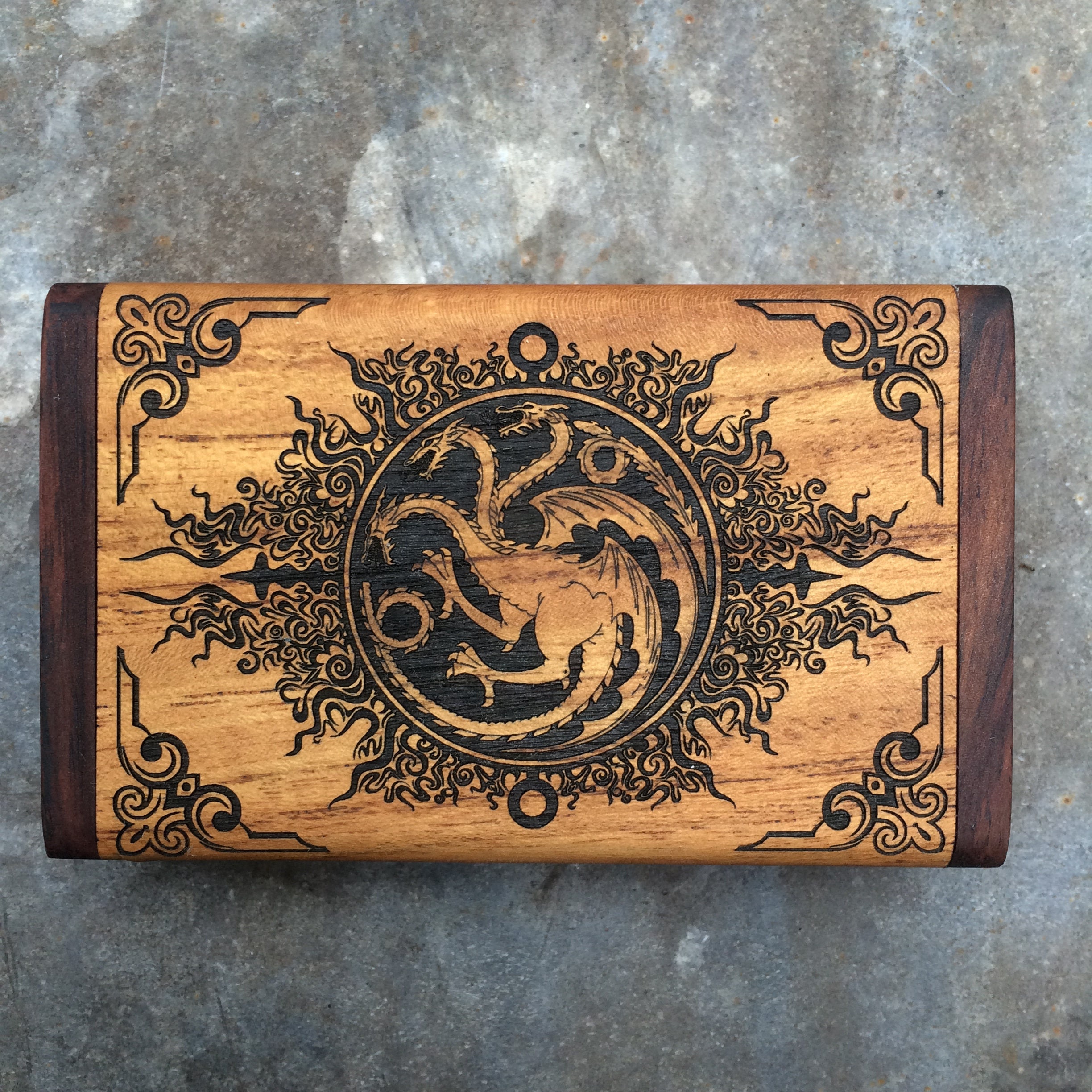 Game of Thrones Engraved Teak Cigarette Case, Card Holder