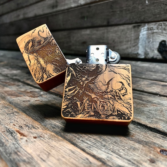 Dark Symbiote Engraved Wooden Lighter, Personalized Gifts & Mementos