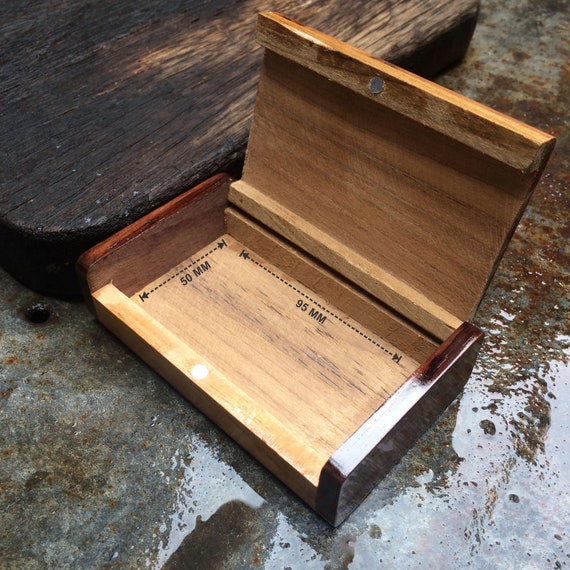 Engraved Teakwood Cigarette Case, Sea Waves Design, Personalized