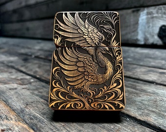 Phoenix Java Teakwood Engraved Lighter, Personalized smoking gifts & accessories