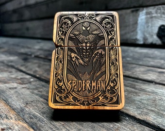 Webbed Guardian Java Teakwood Engraved Lighter